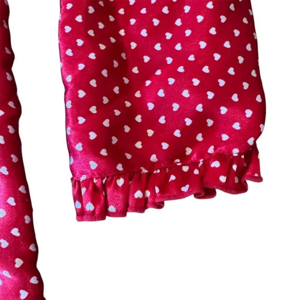 The Children’s Place Girls Red Nightgown Pajamas Long Sleeve Hearts Size M 7/8